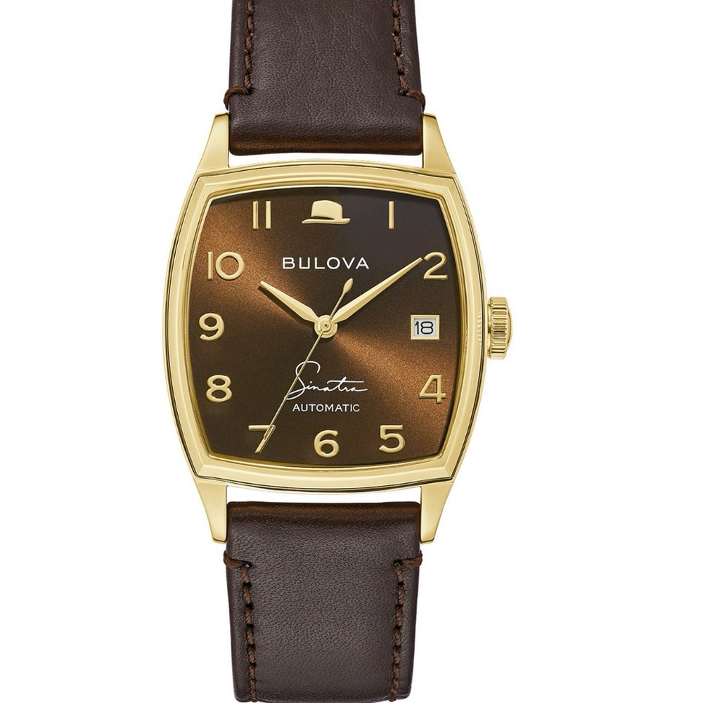 Bulova Men’s Frank Sinatra Automatic Brown Leather Strap Watch